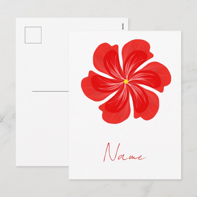 Vibrant Red Petal Bloom - Minimalist Floral Art Holiday Postcard (Front/Back)