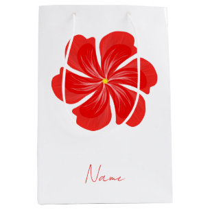 Vibrant Red Petal Bloom - Minimalist Floral Art Medium Gift Bag