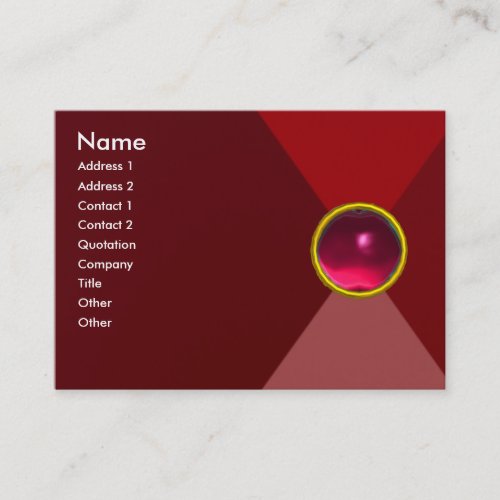 VIBRANT RED PINK RUBY GEMSTONE Abstract Geometric Business Card