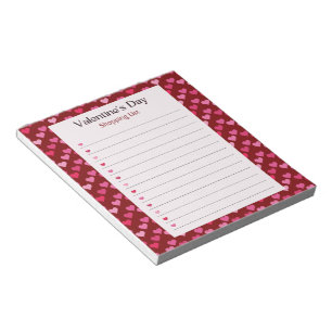 Vibrant Red Pink Vibrant Hearts Valentine's Day Notepad