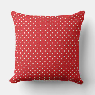 Vibrant Red Polka Dot Pattern Design Throw Pillow