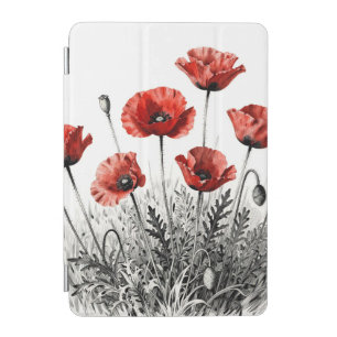 Vibrant Red Poppy Flower Meadow iPad Mini Cover