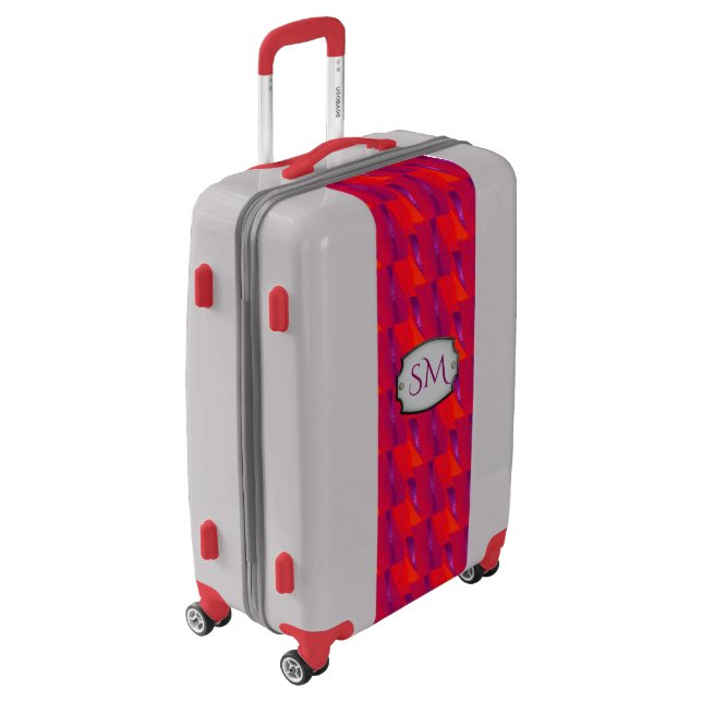Vibrant Red Purple Flash Flame Pattern Luggage (Rotated Left)
