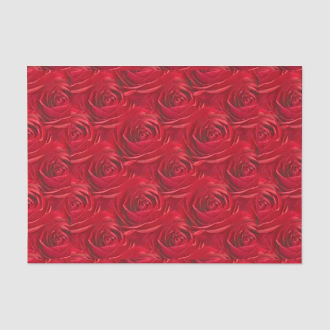 Vibrant Red Rose Floral Photo Abstract Pattern Tissue Paper (Front)
