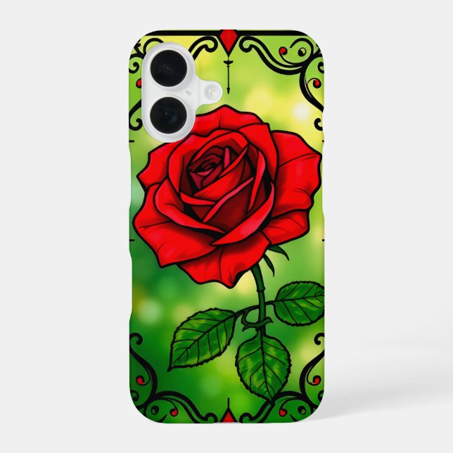 Vibrant red rose iphone case (Back)