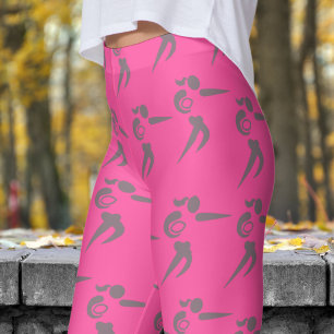 Vibrant Red Rose Womens Rugby Pattern Leggings