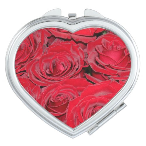 Vibrant Red Roses Compact Mirror