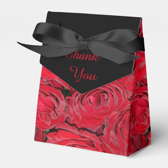 Vibrant Red Roses Favor Boxes (Front Side)
