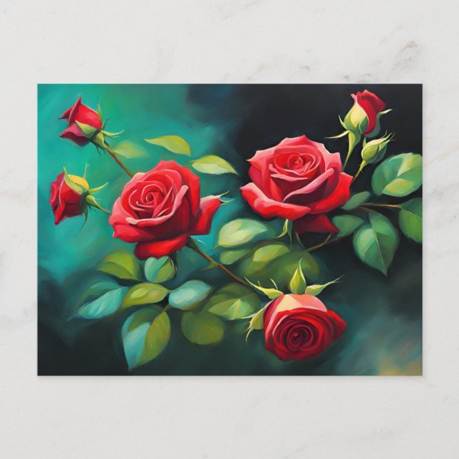 Vibrant Red Roses  Postcard (Front)