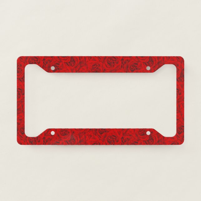 Vibrant Red Roses Romantic Feminine Passion Love L License Plate Frame (Front)