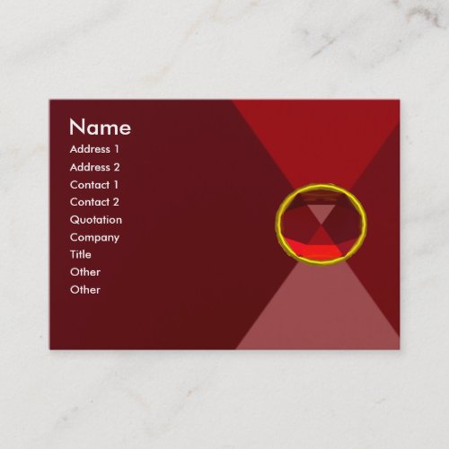 VIBRANT RED RUBY GEMSTONE Abstract Geometric Business Card