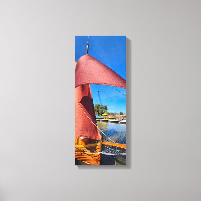Vibrant Red Sails Sailboat Nautical Marina Canvas Print (Front)