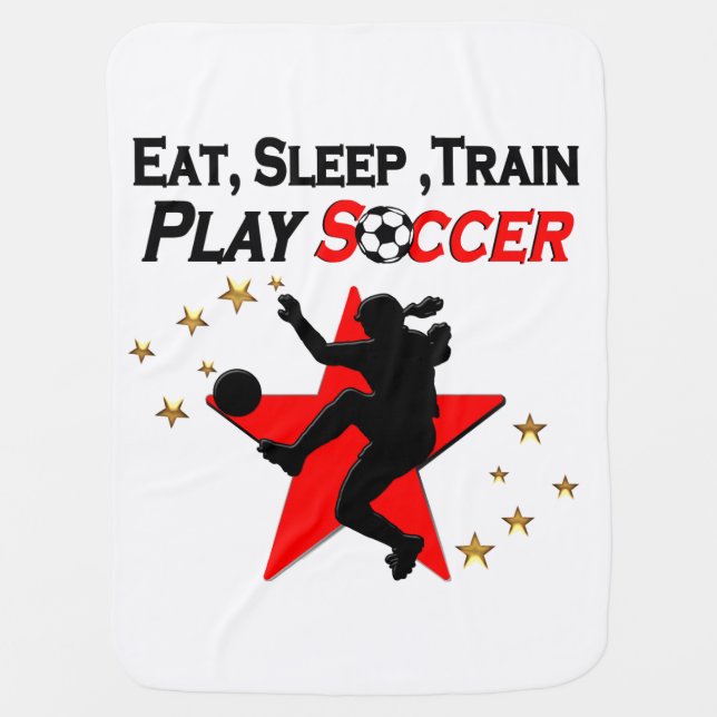 VIBRANT RED SOCCER PLAYER DESIGN SWADDLE BLANKET (Front)