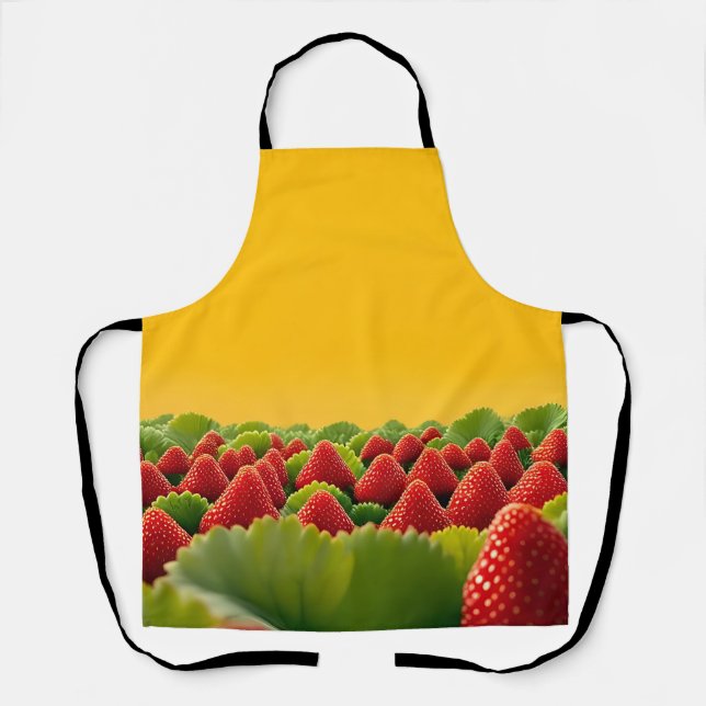 Vibrant Red Strawberry Field Apron (Front)