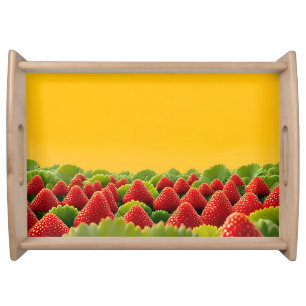 Vibrant Red Strawberry Field Serving Tray