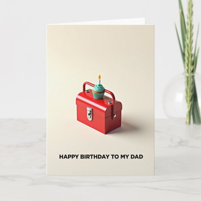 Vibrant Red Toolbox Fathers Day Card (Front)
