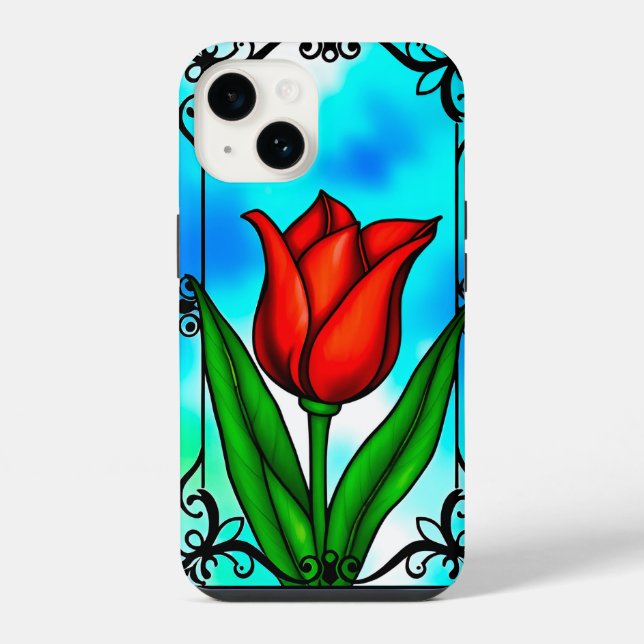 Vibrant Red tulip Iphone Case (Back)