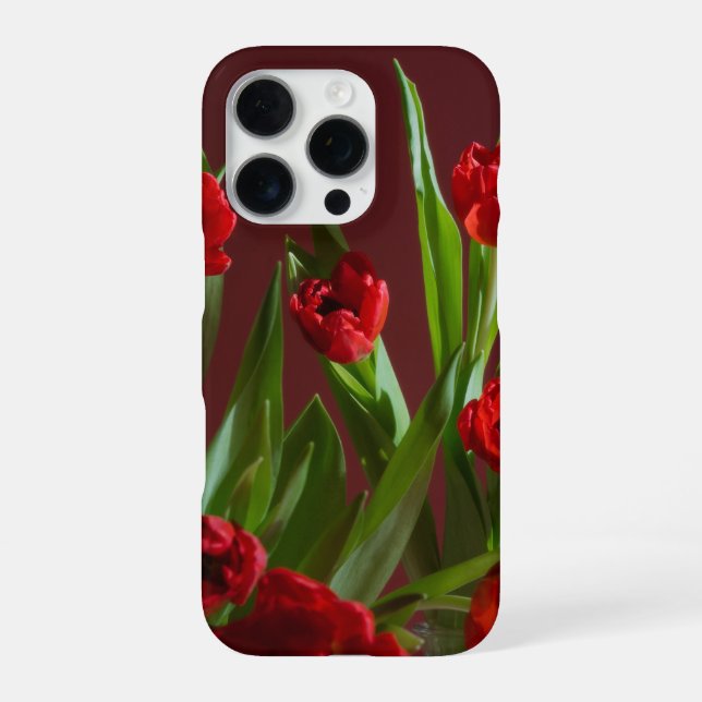 Vibrant red tulips iPhone case (Back)