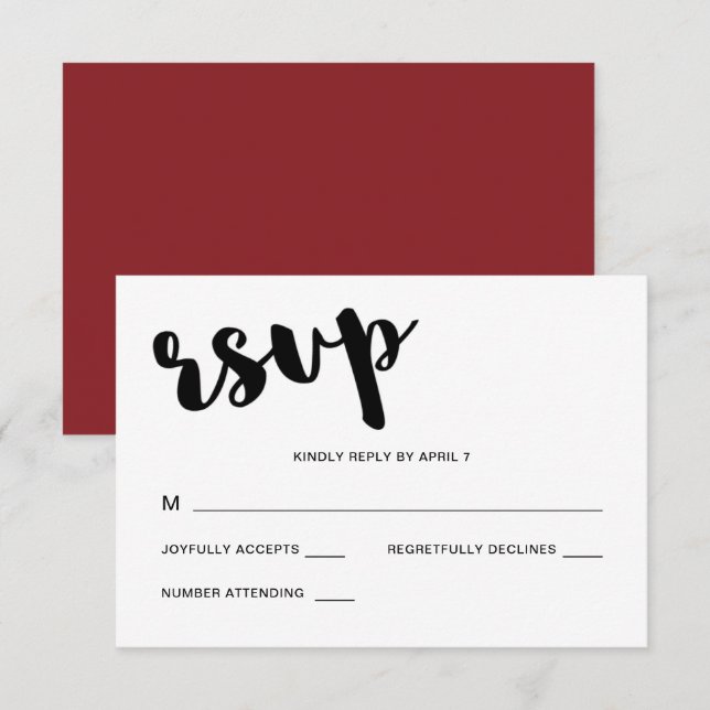 Vibrant Red Whimsical Typography Wedding RSVP Card (Front/Back)