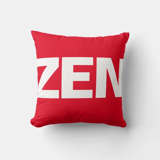 Vibrant Red Zen Throw Pillow (Front)