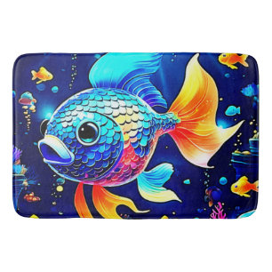 Vibrant Reef Fish Design Bath Mat
