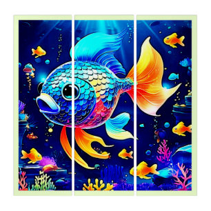 Vibrant Reef Fish Design Triptych