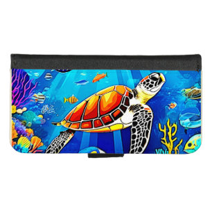 Vibrant Reef: Turtle's Underwater Realm iPhone 8/7 Wallet Case