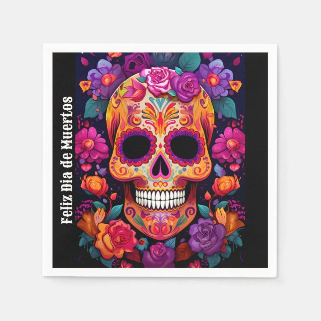  🌹Vibrant Remembrance: A Día de Muertos Tribute🌹 Napkins (Front)