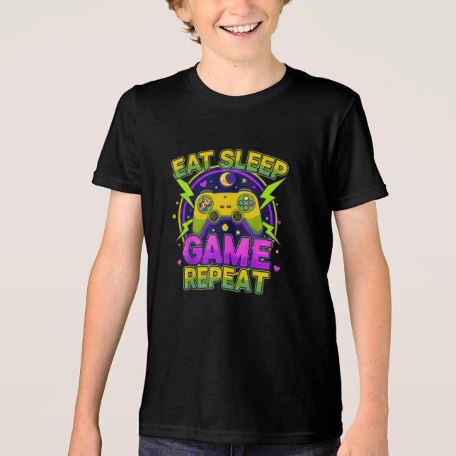 Vibrant Retro 80s Style Gamer T-Shirt Tri-Blend Shirt (Front)