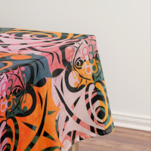 Vibrant Retro Abstract LEAF Pattern  Tablecloth