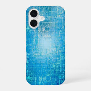 Vibrant Retro Blueprint iPhone Case