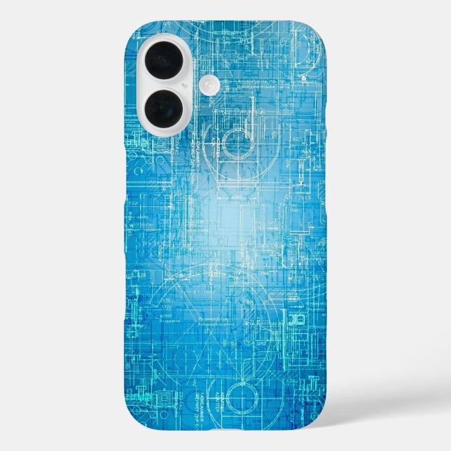 Vibrant Retro Blueprint iPhone Case (Back)
