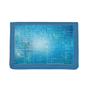 Vibrant Retro Blueprint Trifold Wallet