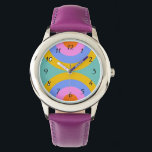 Vibrant Retro Boho Circles Watch<br><div class="desc">Boho retro colorful circles watch. Pink blue mustard turquoise. For a 70's or 60's bohemian vibe. If your not afraid of vibrant bold colors!</div>