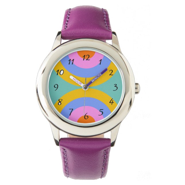 Vibrant Retro Boho Circles Watch (Front)