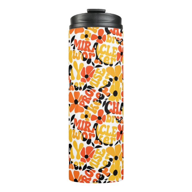 Vibrant Retro Christian Floral Typography Thermal Tumbler (Front)