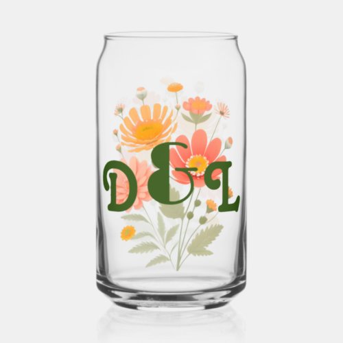 Vibrant Retro Floral Drinking Glass