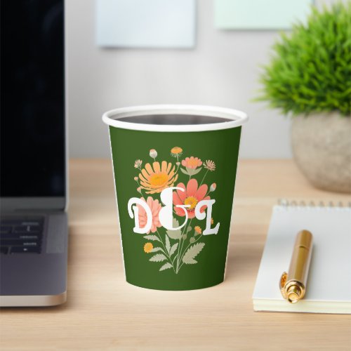 Vibrant Retro Floral Paper Cups