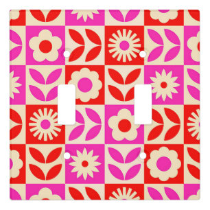 Vibrant Retro Floral Pattern Light Switch Cover