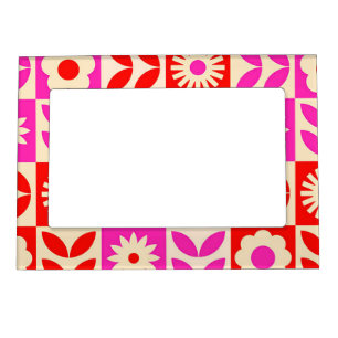 Vibrant Retro Floral Pattern Magnetic Frame