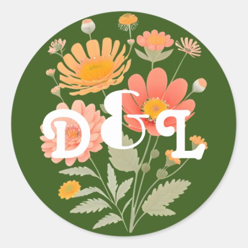 Vibrant Retro Floral Round Sticker