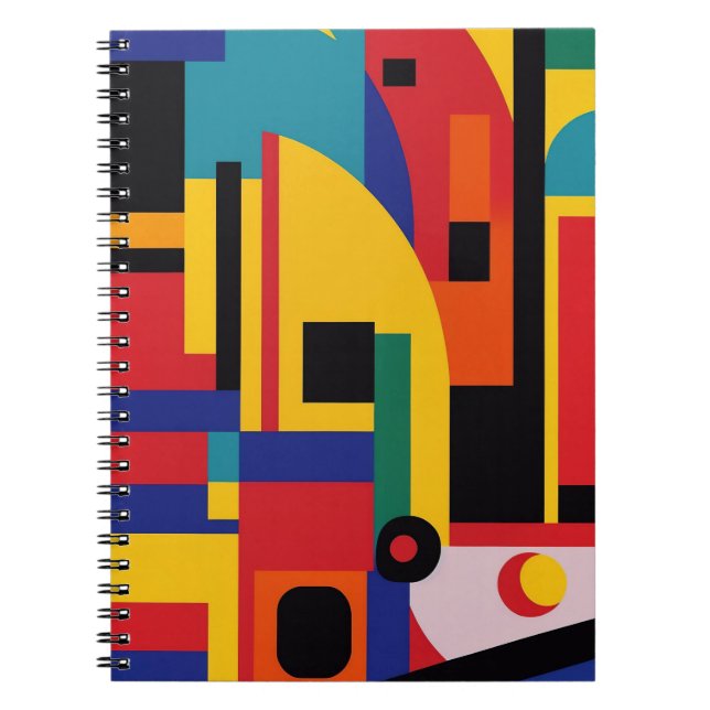 Vibrant Retro Geometric Abstract Art Notebook (Front)