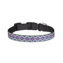 Vibrant Retro Geometric Floral Pattern Dog Collar