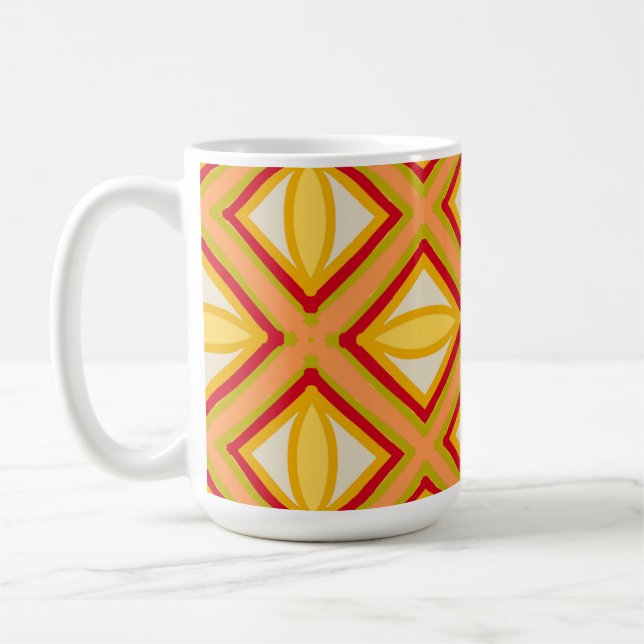 Vibrant Retro Geometric Pattern Classic Mug (Left)