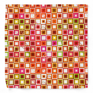 Vibrant Retro Geometric Square Pattern Bandana