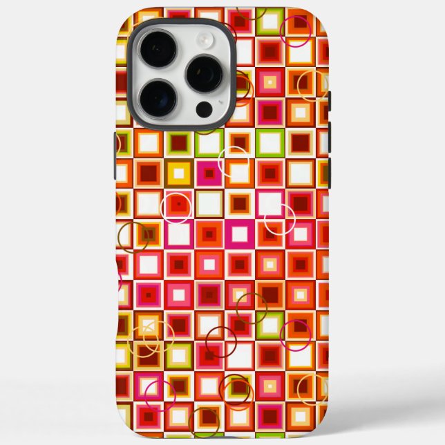 Vibrant Retro Geometric Square Pattern Case-Mate iPhone Case (Back)
