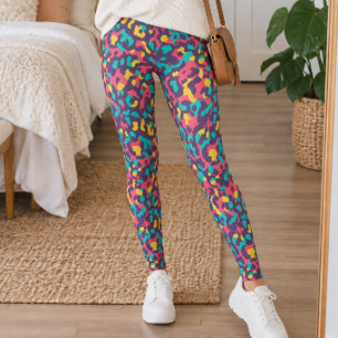 Vibrant Retro Leopard Print Leggings