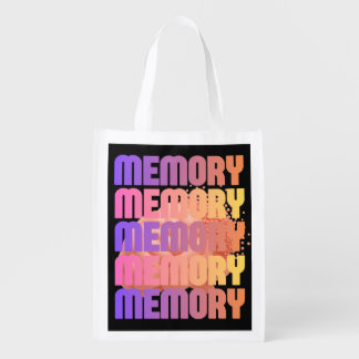 Vibrant Retro Memory Brain Dissolving Typographic Grocery Bag