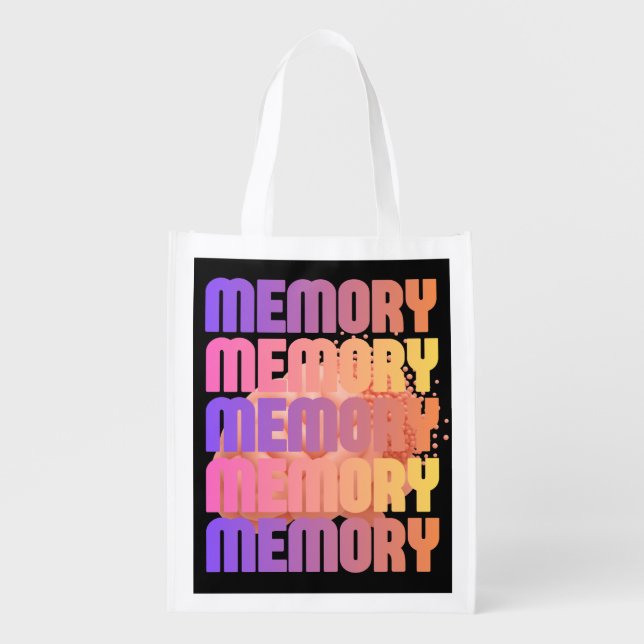 Vibrant Retro Memory Brain Dissolving Typographic  Grocery Bag (Front)