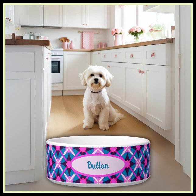Vibrant Retro Pattern Print Pet Bowl (Creator Uploaded)